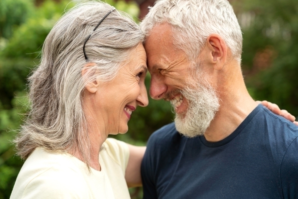 Close up senior romantic couple