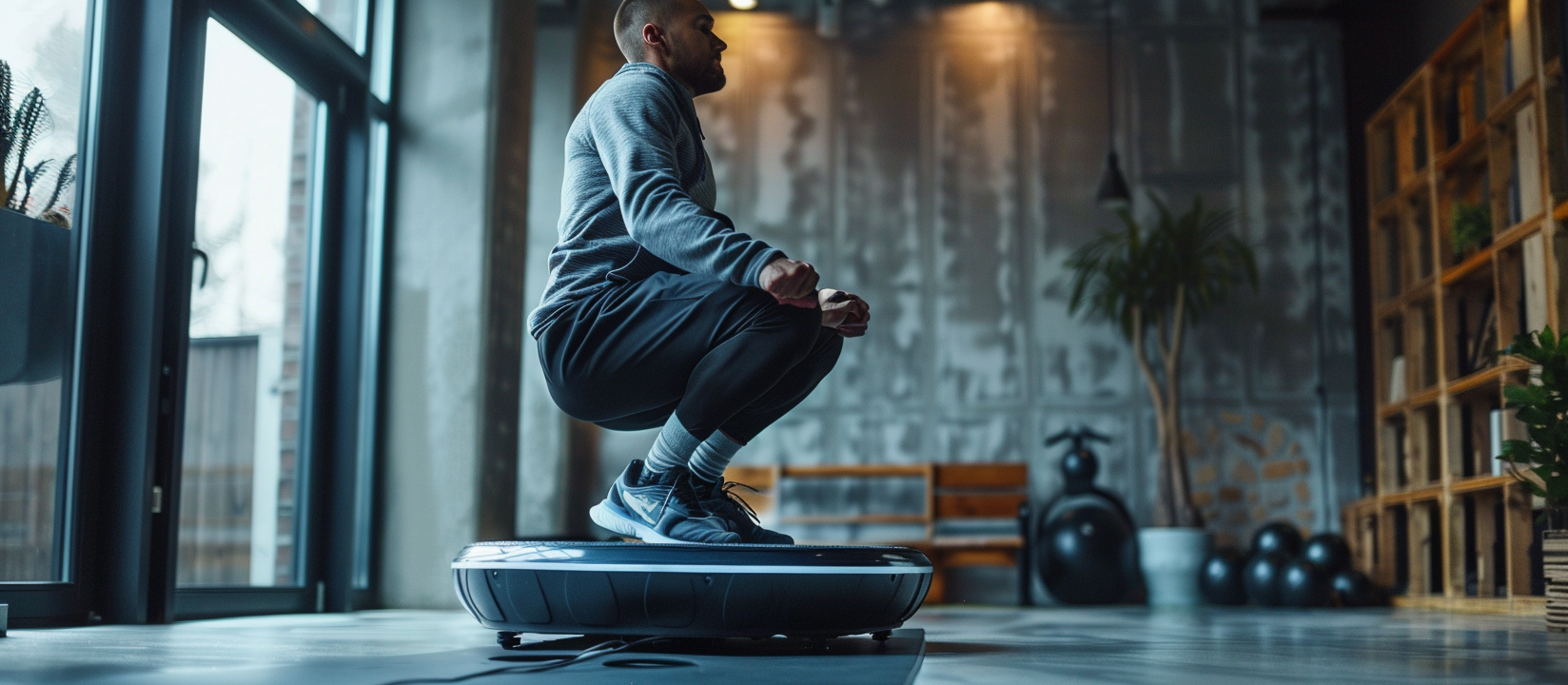 man traenar pa vibrationsplatta
