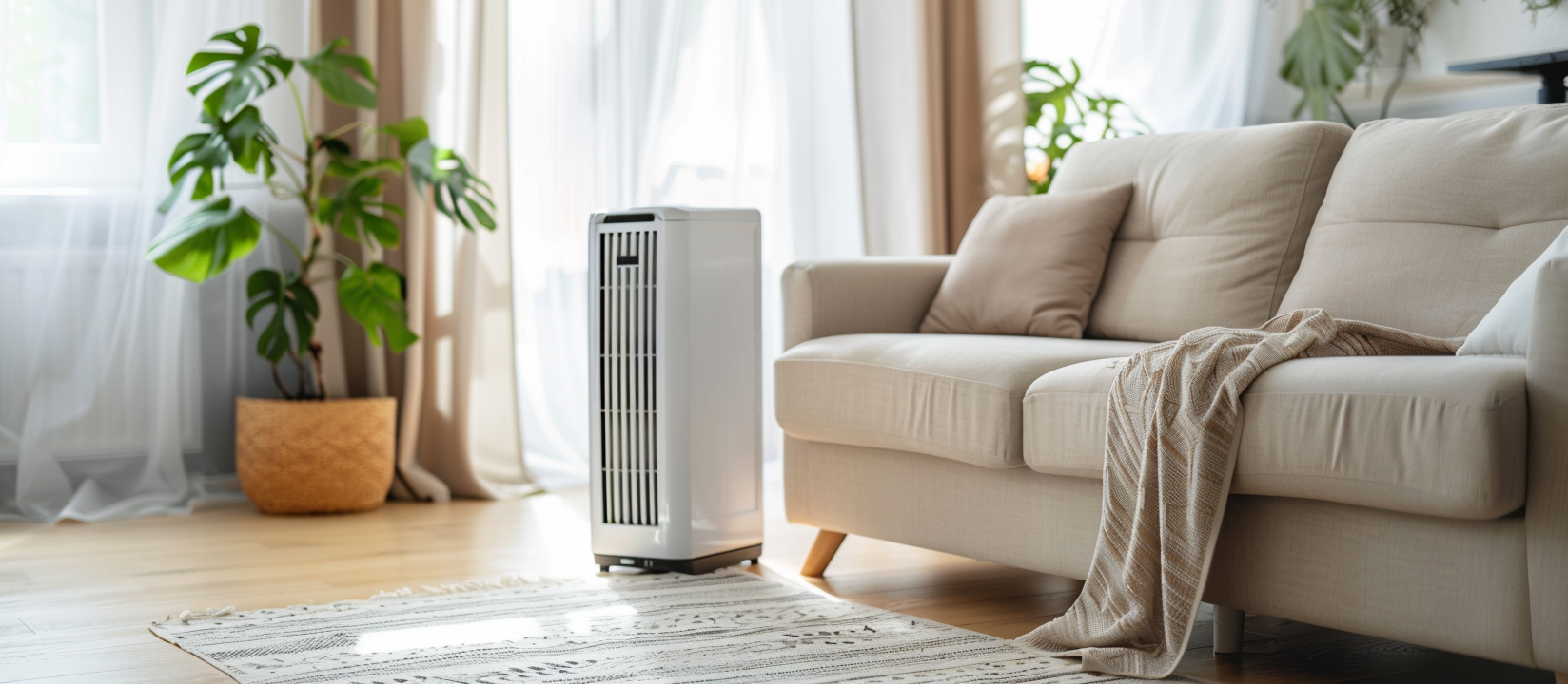 portable air conditioning cooling down living room