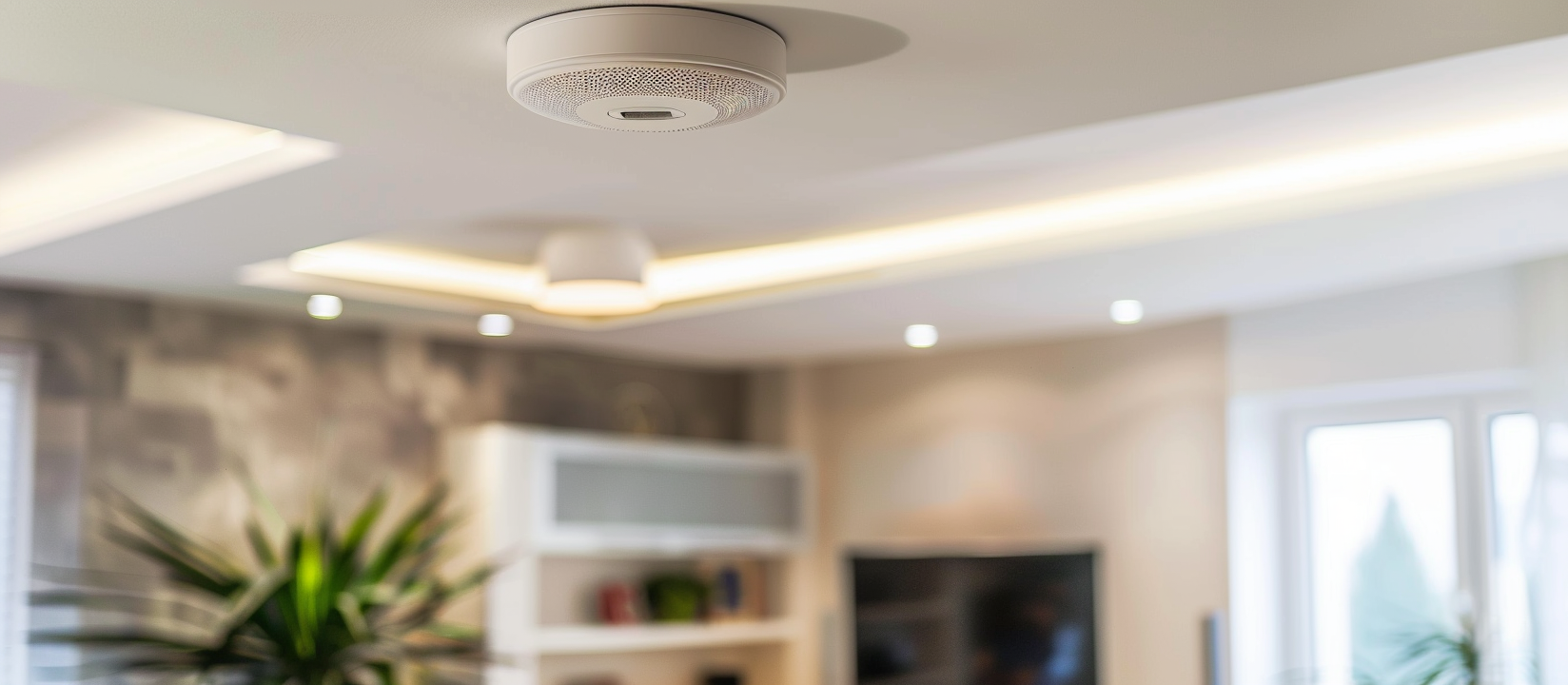 vendolink smoke detector fire alarm in ceiling of living room