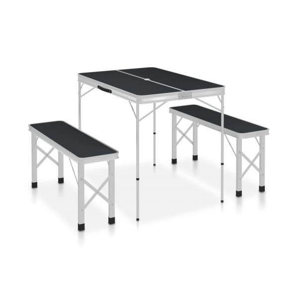 Be Basic Hopfällbart campingbord med 2 bänkar
