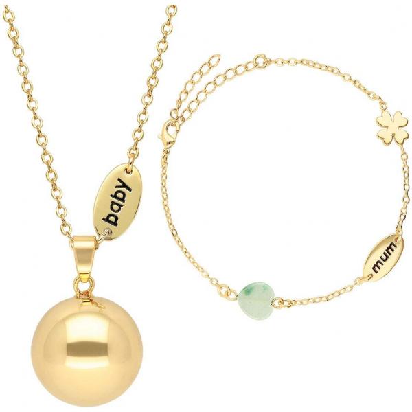 Bola Gravidsmycke med Armband Baby/Mum, Guld