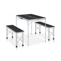 Be Basic Hopfällbart campingbord med 2 bänkar aluminium grå
